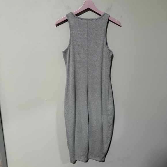 Marine Layer Tank Dress Medium Grey White Thin Micro Stripe Lexi Stretch Midi - Picture 7 of 7